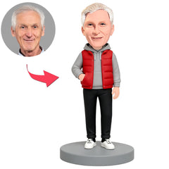 Modern Man in Red Vest Custom Bobbleheads