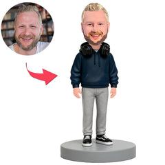 Modern Man with Headphones Custom Bobbleheads