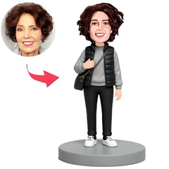 Woman Carrying Black Crossbody Bag Custom Bobbleheads
