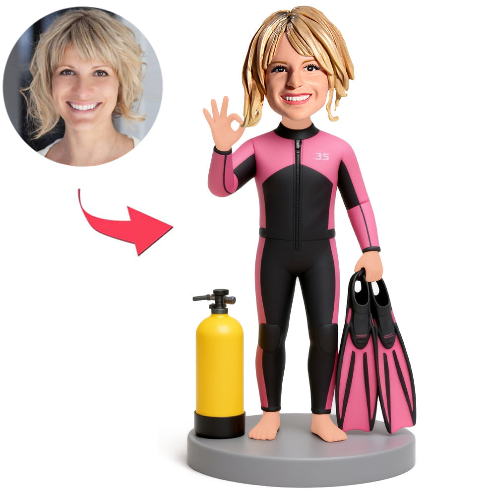 Female Diver with Diving Equipment Custom Bobbleheads