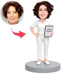 Woman with Policy Review Book Custom Bobbleheads