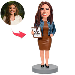 Woman with Crisis Control Book Custom Bobbleheads