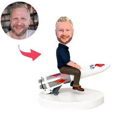 Man Sitting on Rocket Custom Bobbleheads