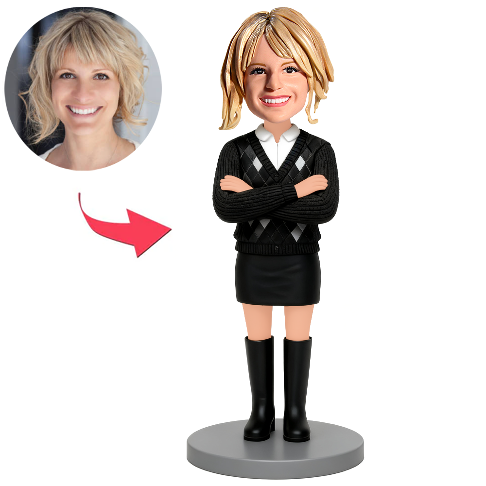 Fashionable Woman in Short Skirts Custom Bobbleheads