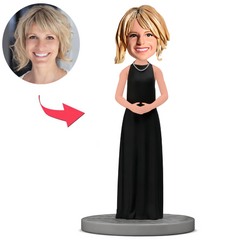 Stylish Woman in Black Dress Custom Bobbleheads