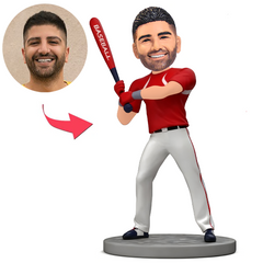 Red Uniform Baseball Player Custom Bobbleheads