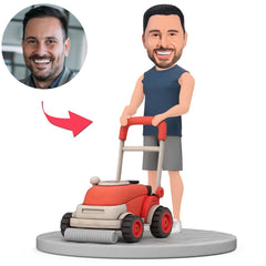 Man Pushing The Lawnmower Custom Bobbleheads