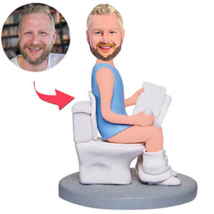 Blue Shirt Man on The Toilet Custom Bobbleheads