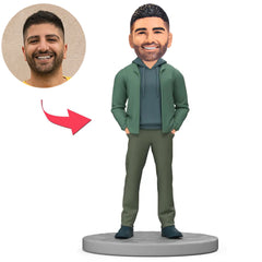 Modern Man in Green Suit Custom Bobbleheads