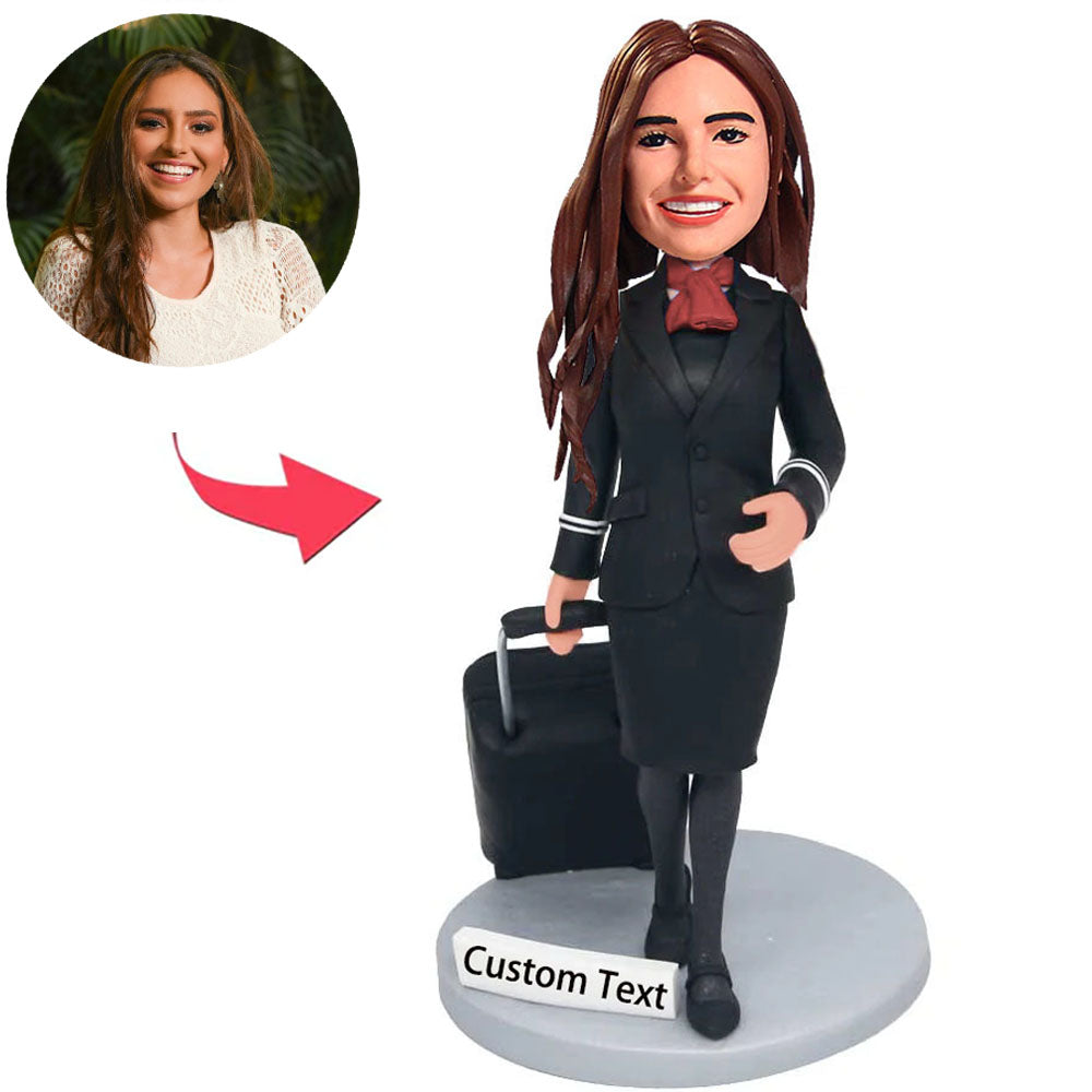 Stewardess Carrying Suitcase Custom Bobbleheads