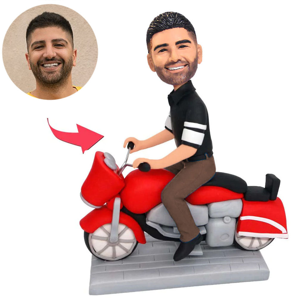 Cool Man Riding Motorcycle Custom Bobbleheads