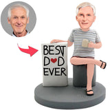 Gifts for Dad Casual Best Dad Ever Custom Bobbleheads With Engraved Text
