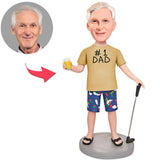 Gifts for Dad #1 Casual Golfer Dad Custom Bobbleheads With Engraved Text