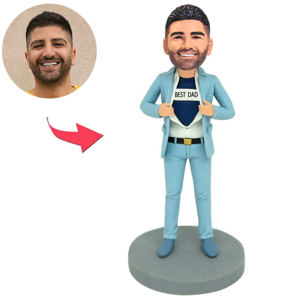 Blue Business Suit Best Dad Custom Bobbleheads