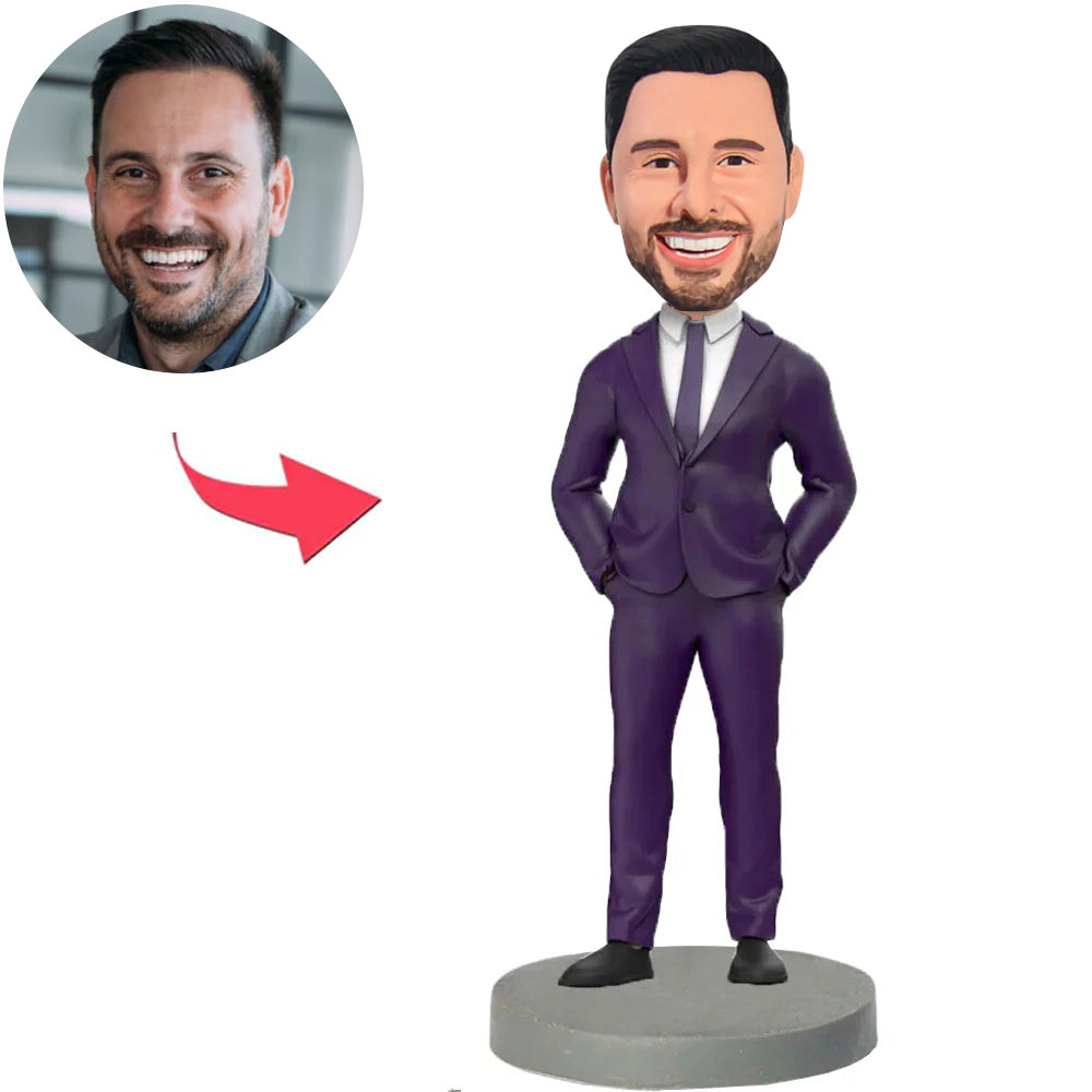 Business Man Hands in Pockets Custom Bobbleheads