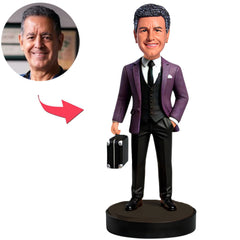 Purple Clothes Retired Business Man Custom Bobbleheads