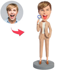 Female Boss Shouting with Megaphone Crazy Boss Custom Bobbleheads