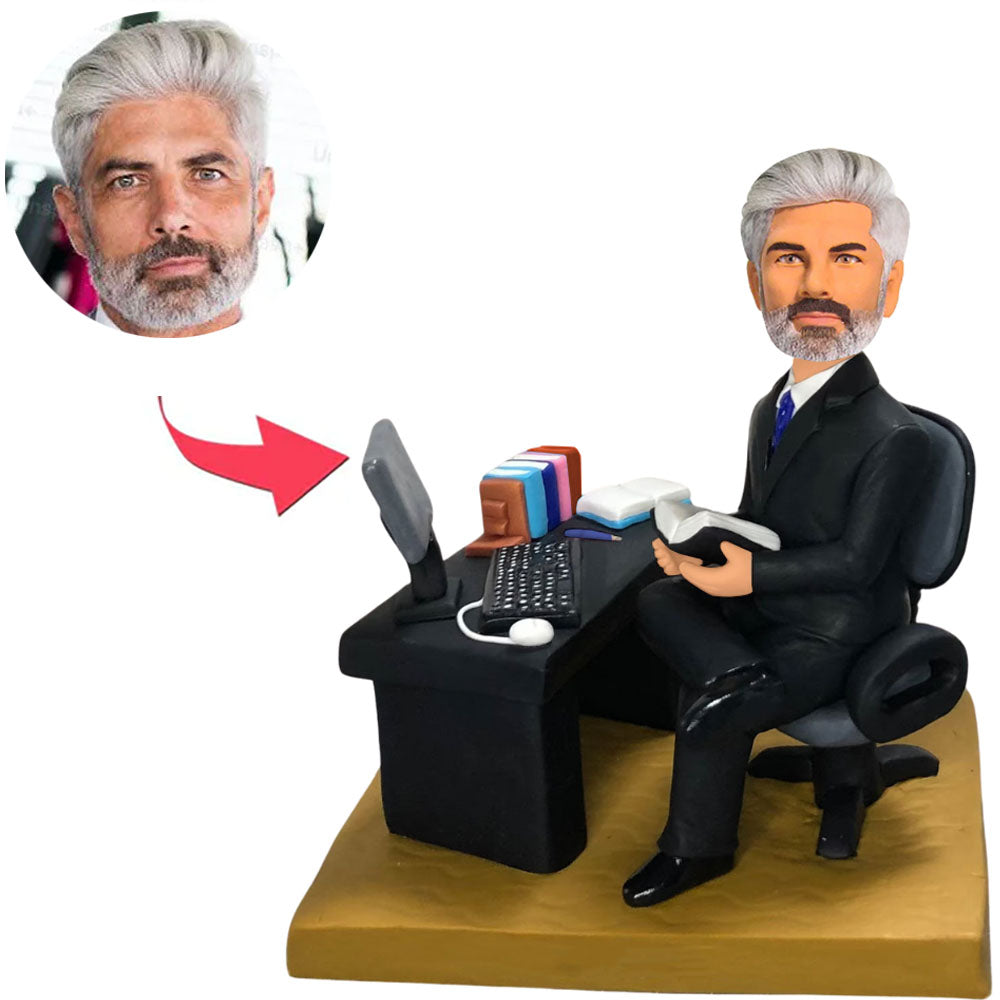 Boss Sitting at Desk Office Custom Bobbleheads