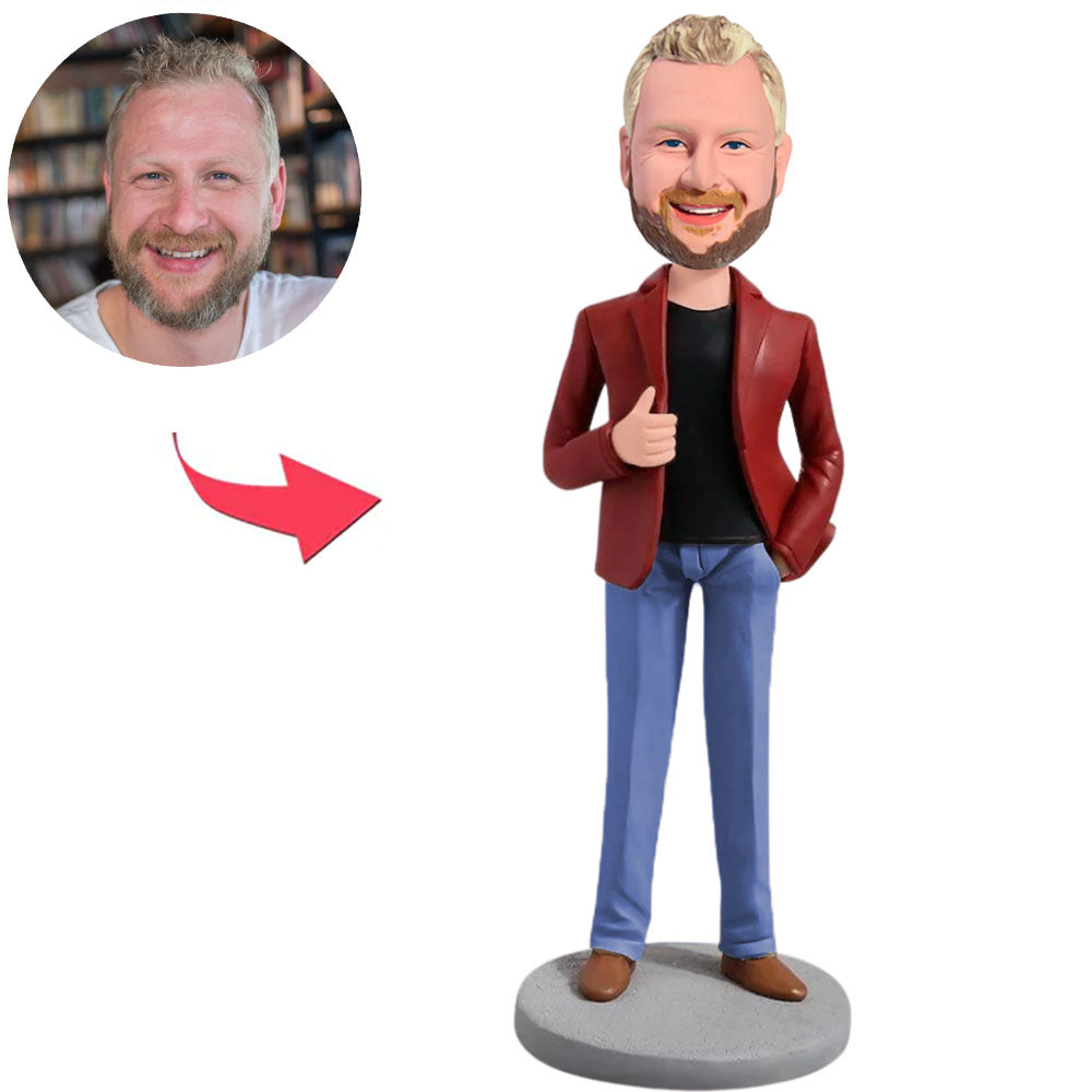 Red Jacket Male Boss Office Custom Bobbleheads