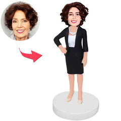 Black Suit Office Lady Custom Bobbleheads