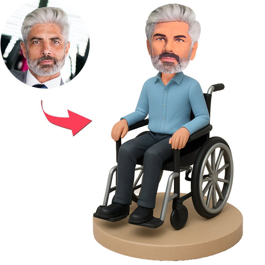 Elderly Man in Wheelchair Custom Bobbleheads