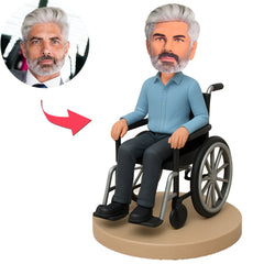 Elderly Man in Wheelchair Custom Bobbleheads