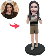 Casual Happy Girl Custom Bobbleheads