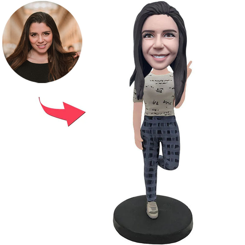 Happy Woman Jumping Custom Bobbleheads