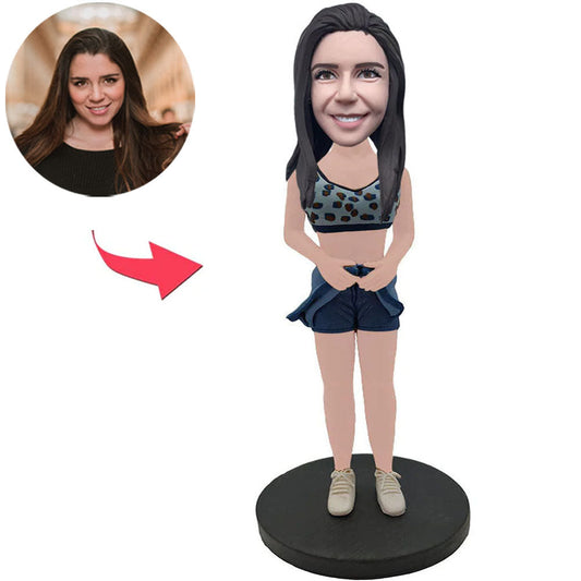 Sexy Beautiful Woman Lift Up Skirt Custom Bobbleheads