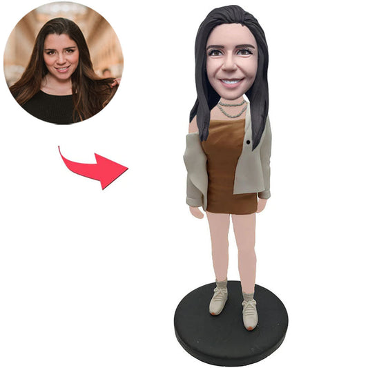 Girl with Bare Shoulders Custom Bobbleheads
