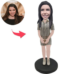 Girl in Striped Suit Custom Bobbleheads