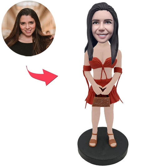 Wearing Red Swimsuit Woman Custom Bobbleheads
