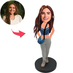 Fashion Girl with Blue Bag Custom Bobbleheads