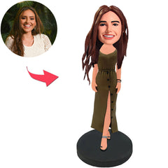 Fashion Girl Wearing Long Skirt Custom Bobbleheads