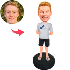Casual Man in Slippers Custom Bobbleheads