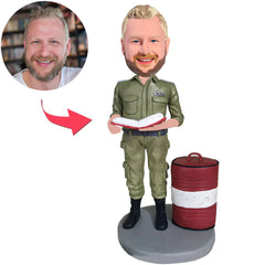Soldier Standing Next To Oil Drum Custom Bobbleheads