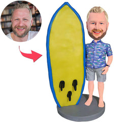 Man Standing Next to Surfboard Custom Bobbleheads