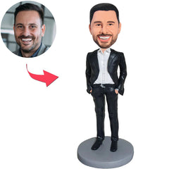 Black Suit Business Cool Man Custom Bobbleheads