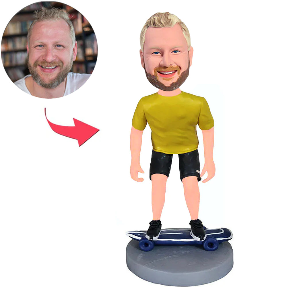 Man Playing Skateboard Shoes Custom Bobbleheads