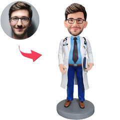 Male Doctor in White Coat And Stethoscope Custom Bobbleheads