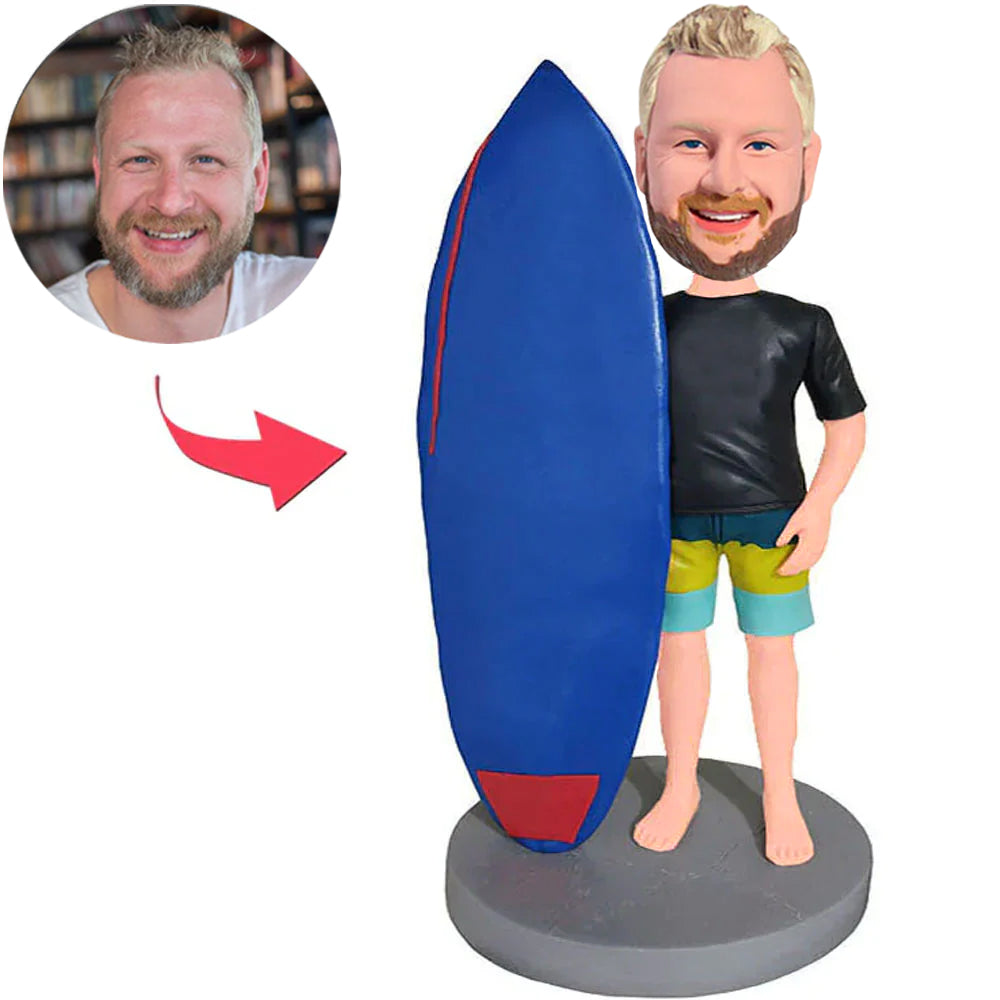 Man with Blue Surfboard Custom Bobbleheads