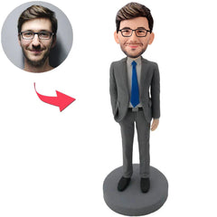 Cool Grey Suit Business Man Custom Bobbleheads
