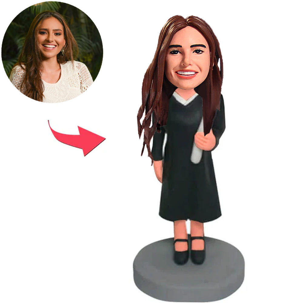Graduation Girl Holding Book Custom Bobbleheads