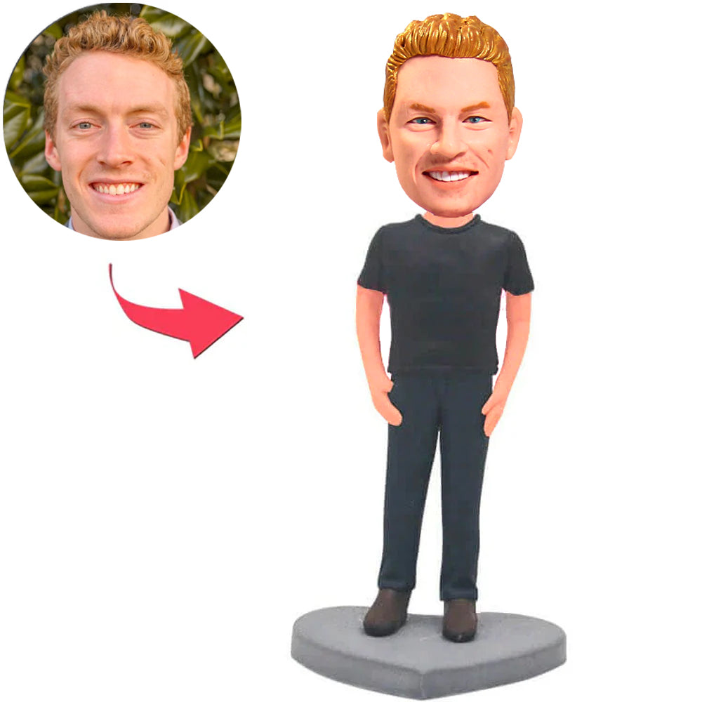 Black Suit Casual Man Custom Bobbleheads