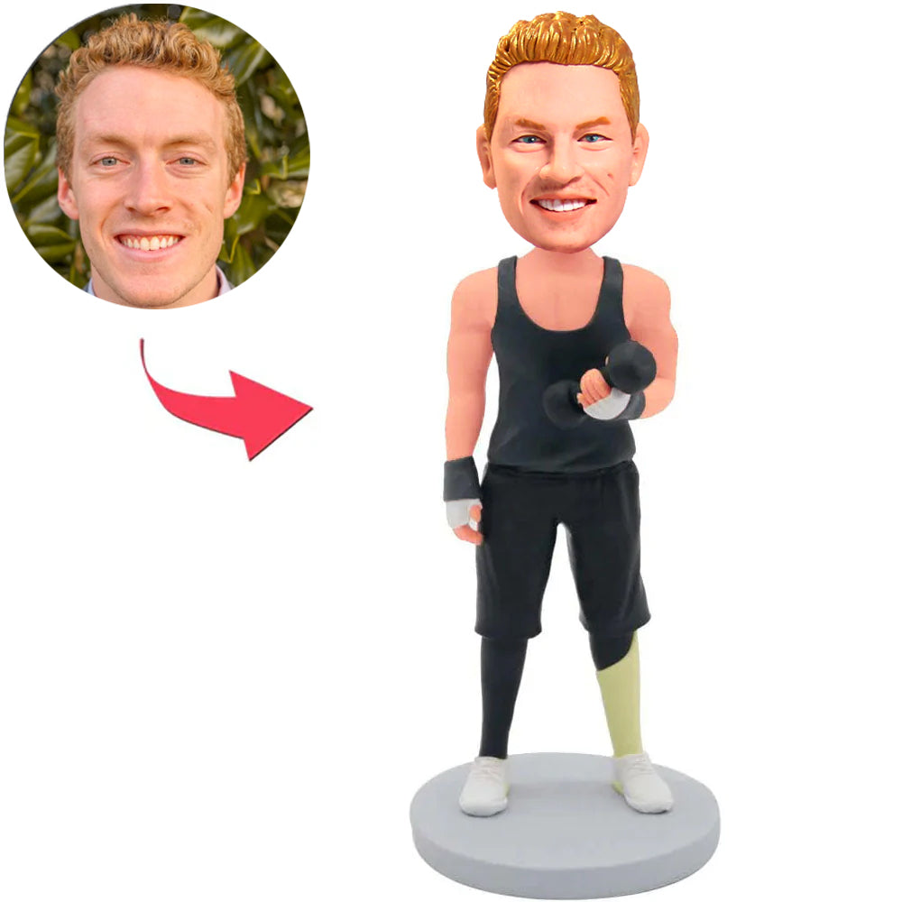 Fitness Man Holding Dumbbells Custom Bobbleheads