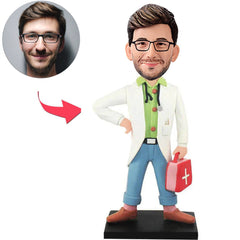 Male Doctor Holding Medicine Cabinet Custom Bobbleheads