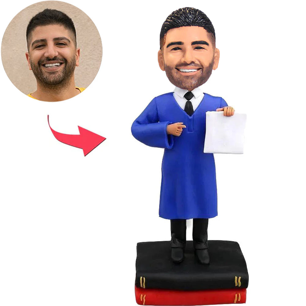 Blue Suit Graduation Man Custom Bobbleheads