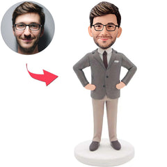 Business Man with Hands on Waist Custom Bobbleheads