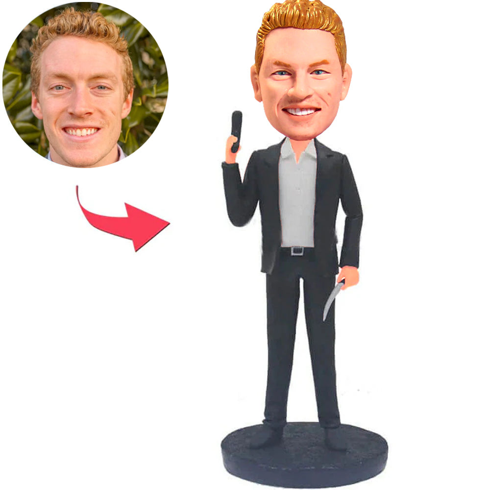Cool Man with Gun Custom Bobbleheads