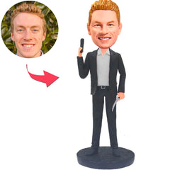 Cool Man with Gun Custom Bobbleheads